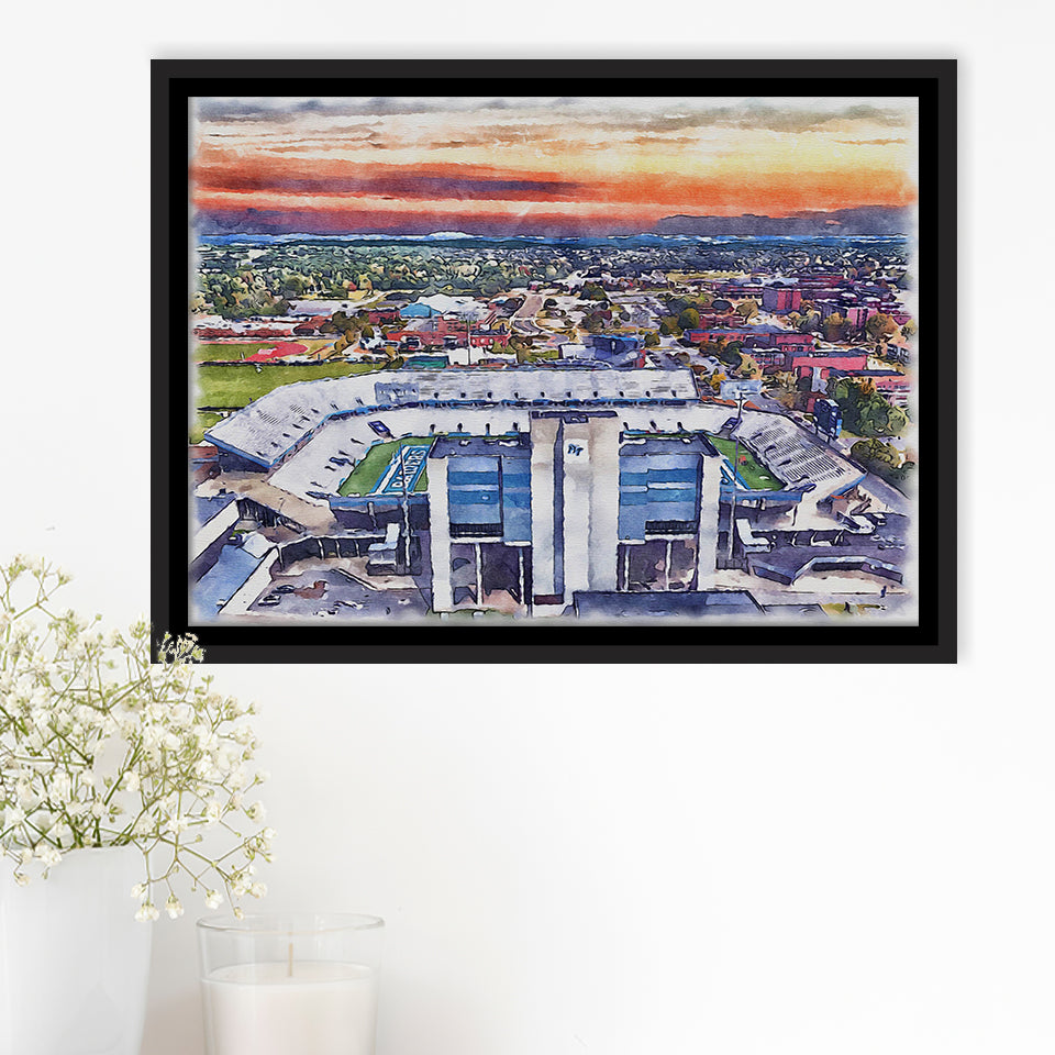 Johnny Red Floyd Stadium WaterColor Framed Canvas Prints,  Murfreesboro Tennessee Watercolor, Stadium Art Gifts