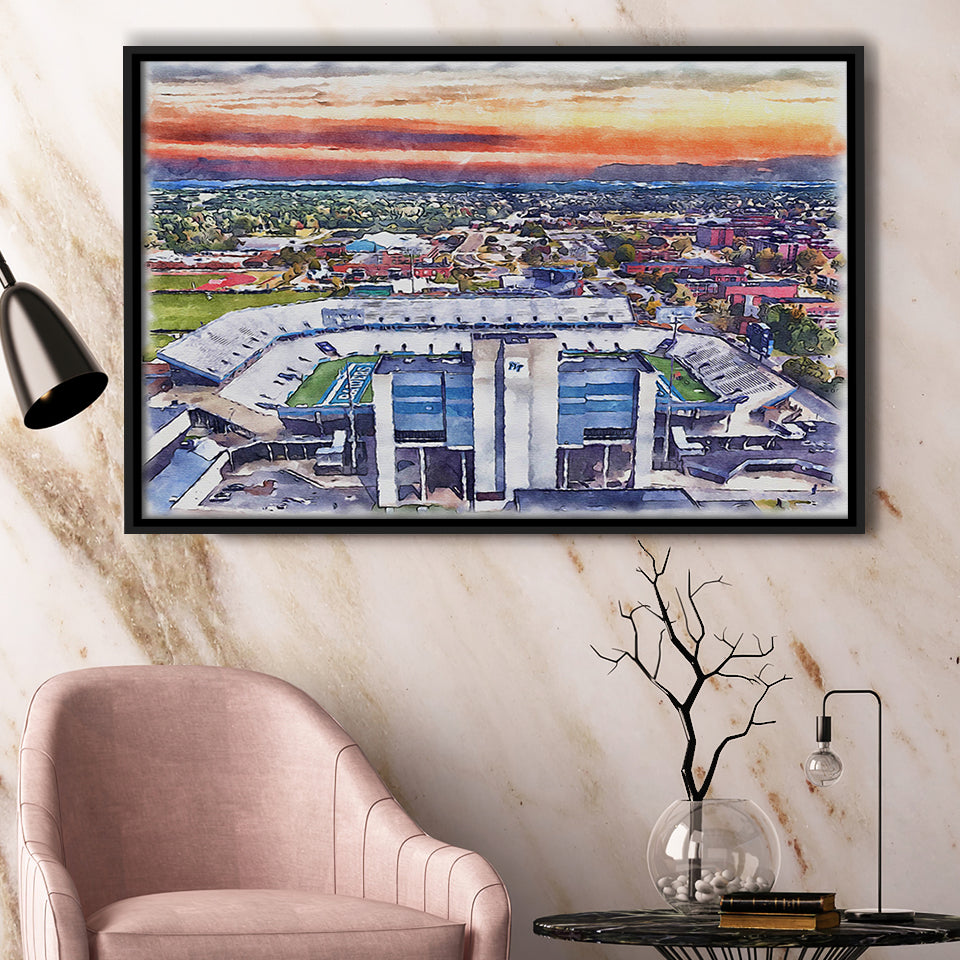 Johnny Red Floyd Stadium WaterColor Framed Canvas Prints,  Murfreesboro Tennessee Watercolor, Stadium Art Gifts