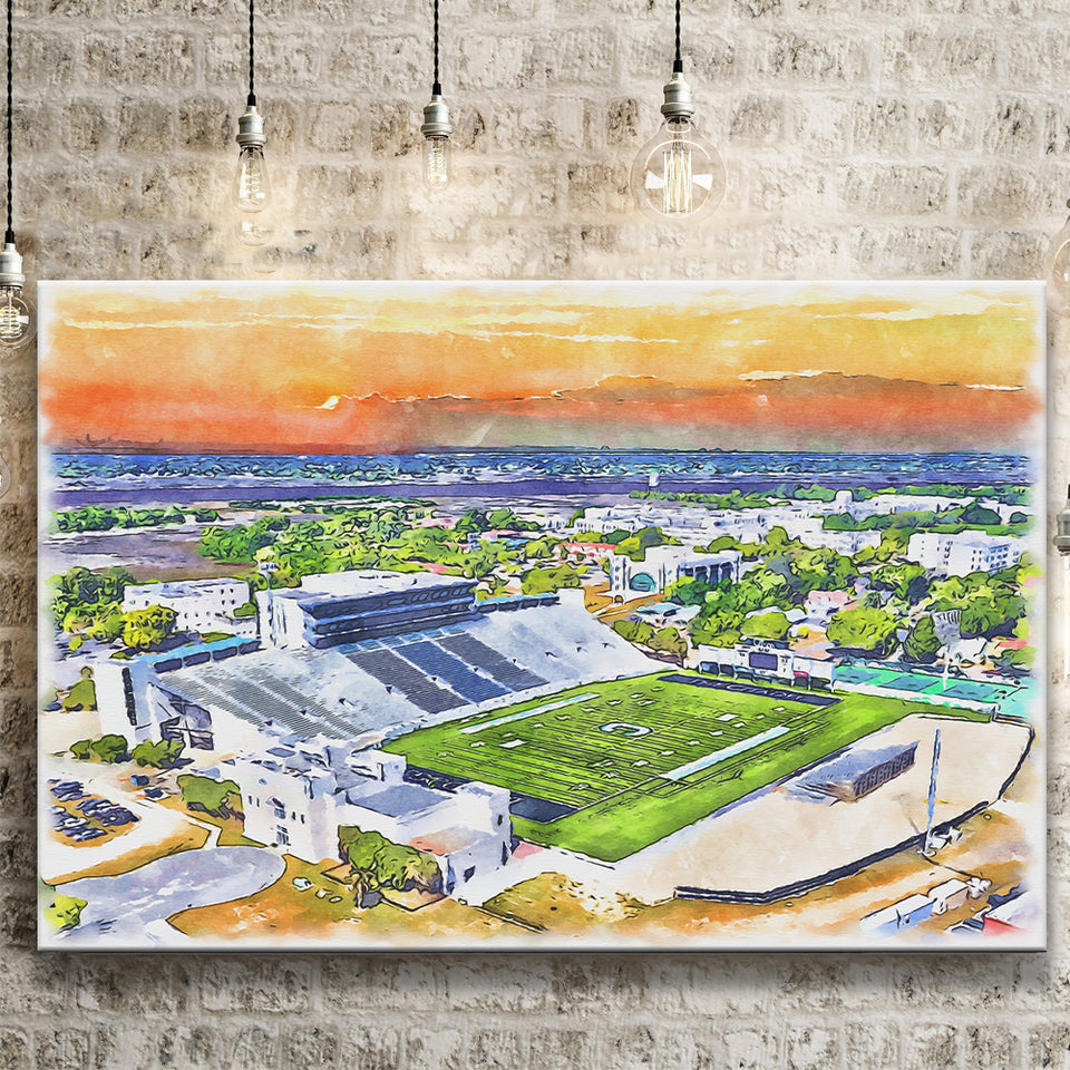 Johnson Hagood Stadium WaterColor Canvas Prints, Charleston South Carolina Watercolor, Stadium Art Gifts
