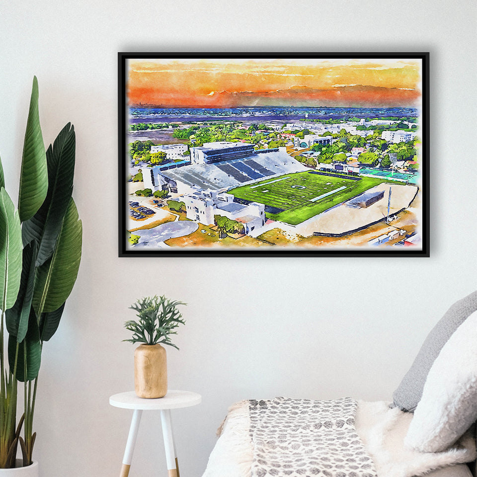 Johnson Hagood Stadium WaterColor Framed Canvas Prints, Charleston South Carolina Watercolor, Stadium Art Gifts