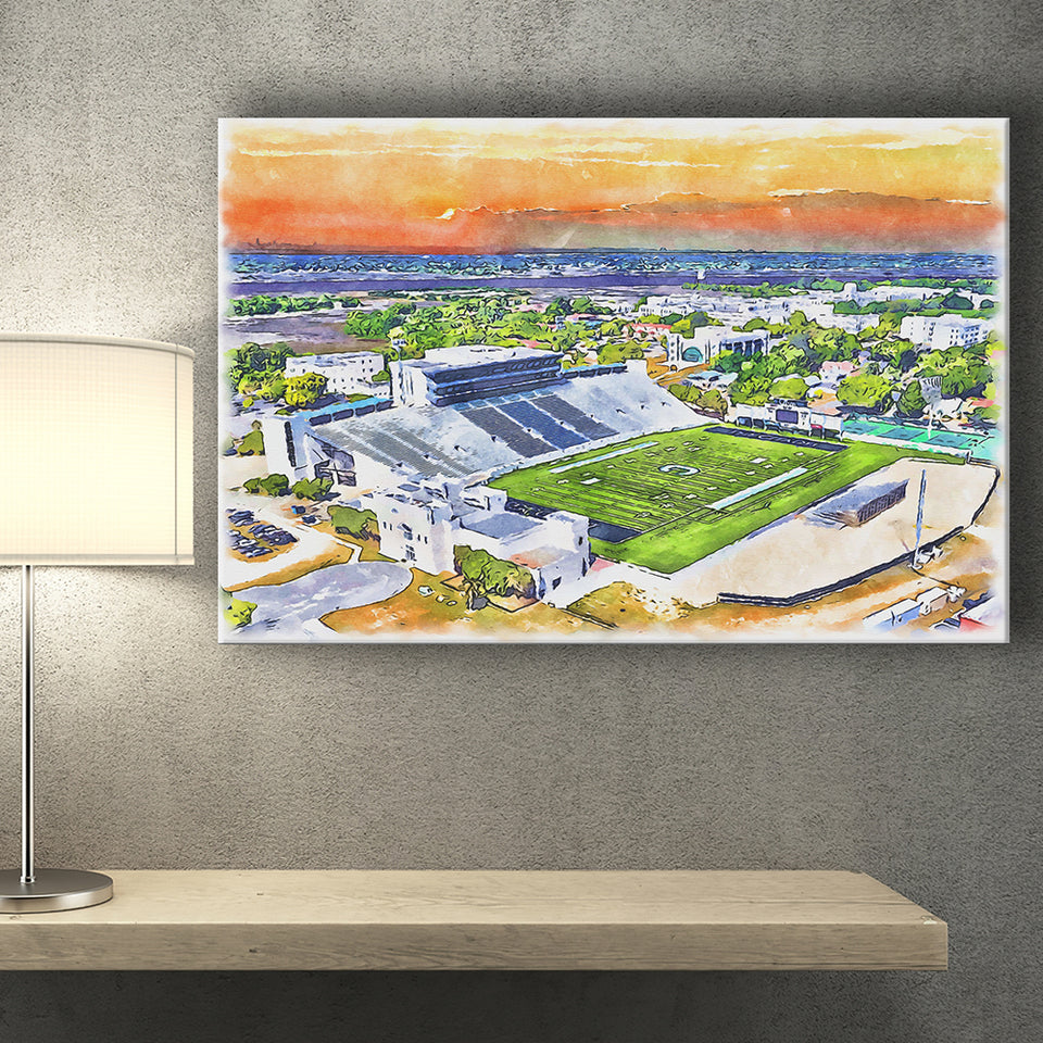 Johnson Hagood Stadium WaterColor Canvas Prints, Charleston South Carolina Watercolor, Stadium Art Gifts