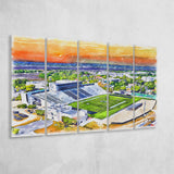 Johnson Hagood Stadium WaterColor 5 Panels B Mixed Canvas Prints, Extra Large, Charleston South Carolina Watercolor