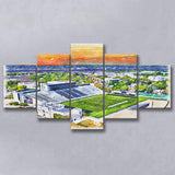Johnson Hagood Stadium WaterColor 5 Panels Mix Canvas Prints, Charleston South Carolina Watercolor, Large Stadium Canvas