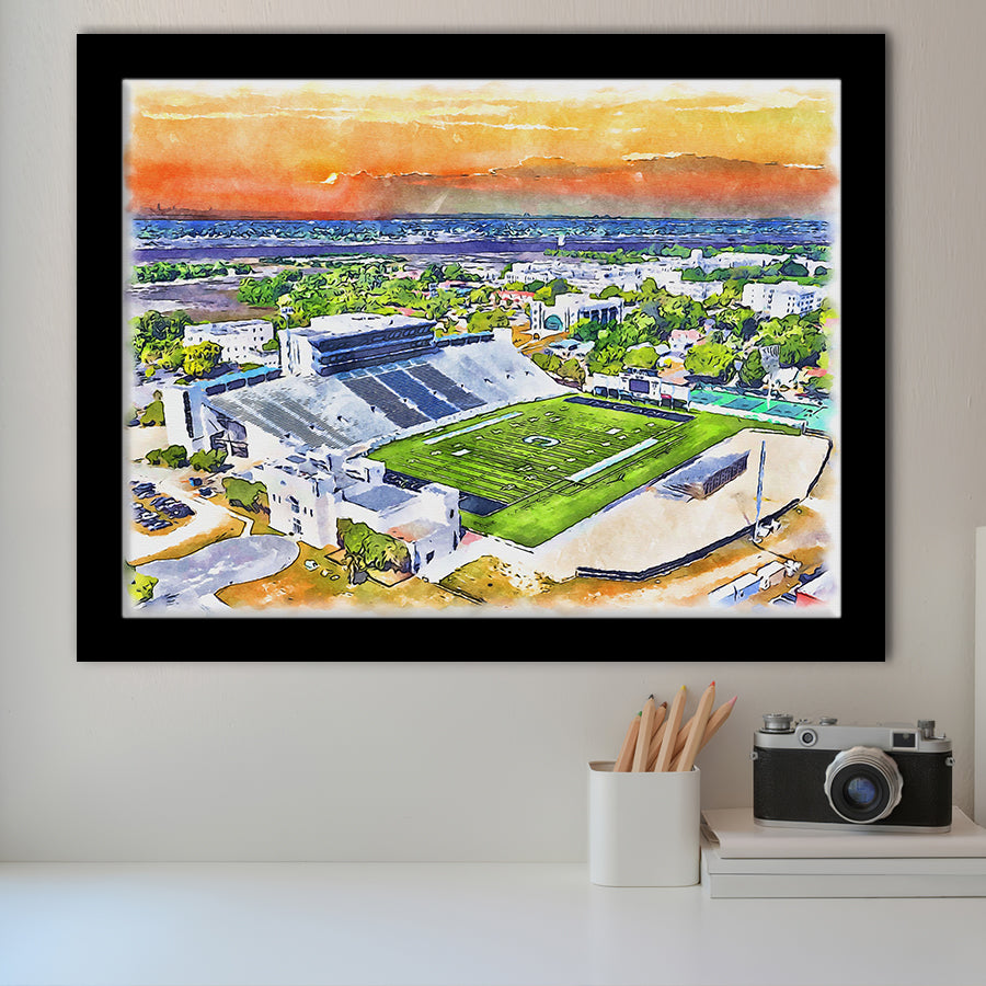 Johnson Hagood Stadium WaterColor Framed Art Prints, Charleston South Carolina Watercolor, Stadium Art Gifts