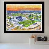 Johnson Hagood Stadium WaterColor Framed Art Prints, Charleston South Carolina Watercolor, Stadium Art Gifts