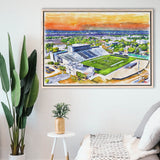 Johnson Hagood Stadium WaterColor Framed Canvas Prints, Charleston South Carolina Watercolor, Stadium Art Gifts