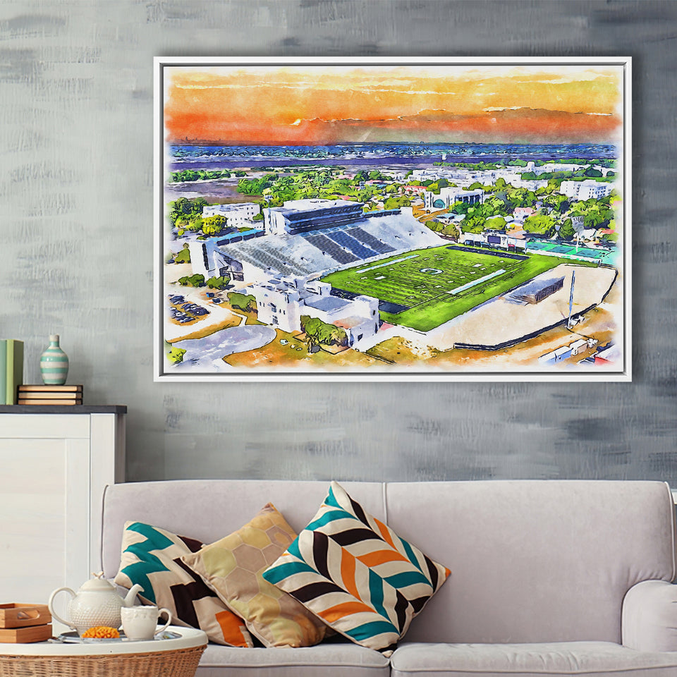 Johnson Hagood Stadium WaterColor Framed Canvas Prints, Charleston South Carolina Watercolor, Stadium Art Gifts