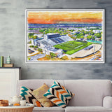 Johnson Hagood Stadium WaterColor Framed Canvas Prints, Charleston South Carolina Watercolor, Stadium Art Gifts