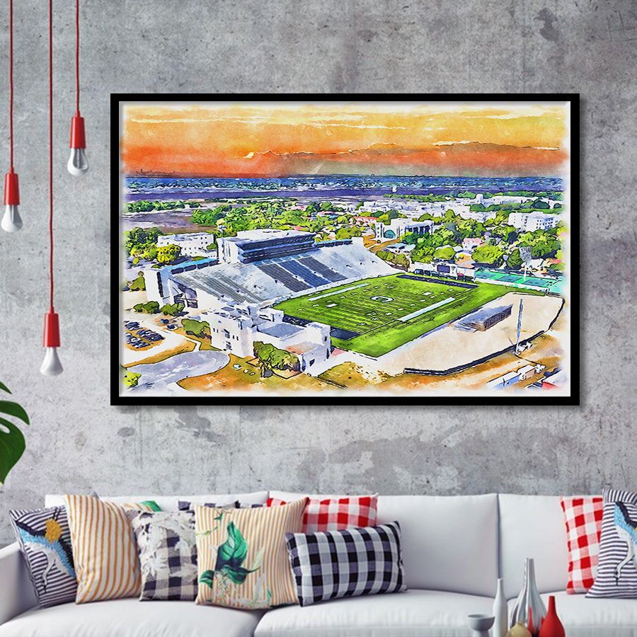 Johnson Hagood Stadium WaterColor Framed Art Prints, Charleston South Carolina Watercolor, Stadium Art Gifts