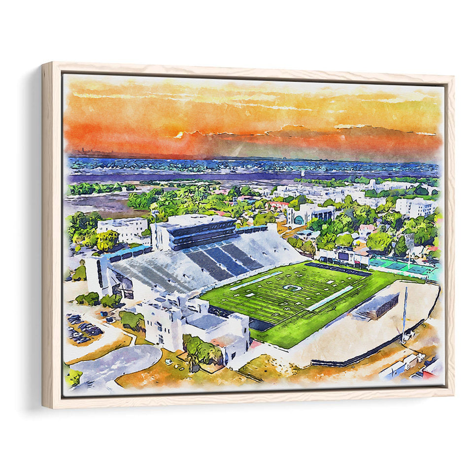 Johnson Hagood Stadium WaterColor Framed Canvas Prints, Charleston South Carolina Watercolor, Stadium Art Gifts