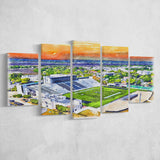 Johnson Hagood Stadium WaterColor 5 Panels Mix Canvas Prints, Charleston South Carolina Watercolor, Large Stadium Canvas