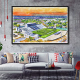 Johnson Hagood Stadium WaterColor Framed Canvas Prints, Charleston South Carolina Watercolor, Stadium Art Gifts