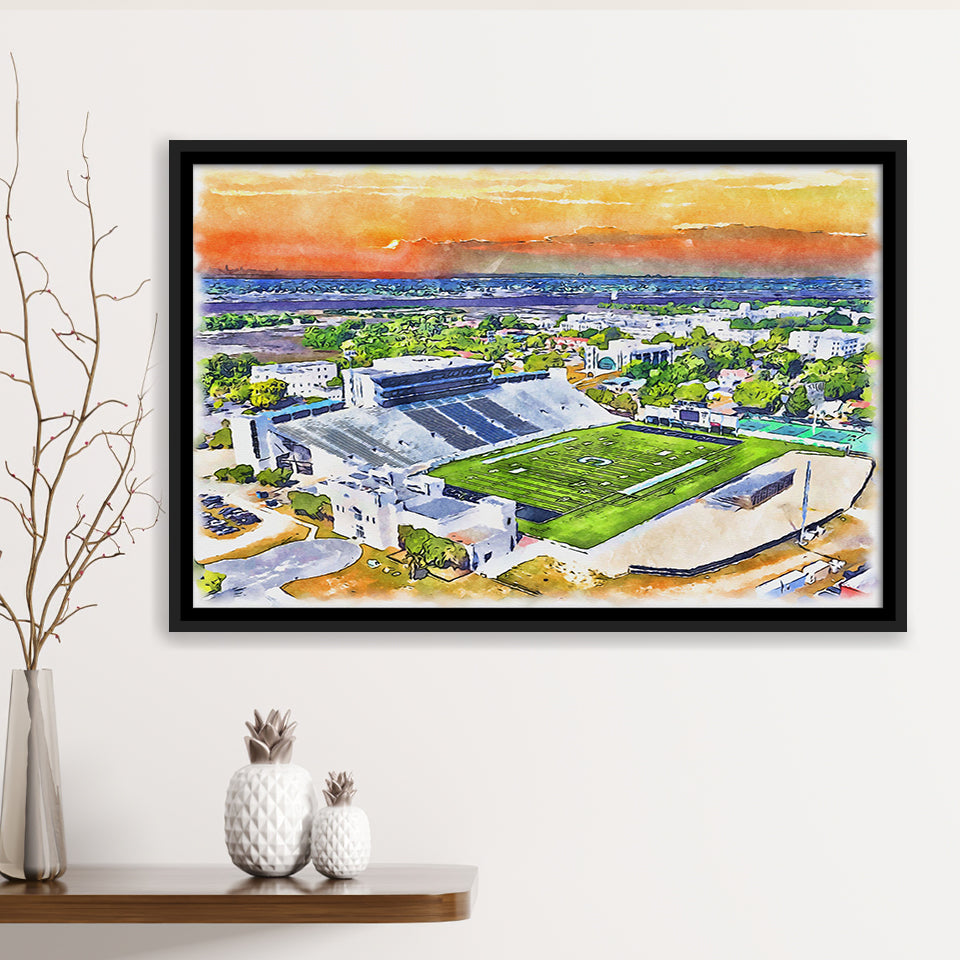 Johnson Hagood Stadium WaterColor Framed Canvas Prints, Charleston South Carolina Watercolor, Stadium Art Gifts