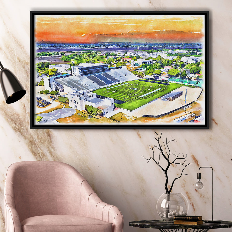 Johnson Hagood Stadium WaterColor Framed Canvas Prints, Charleston South Carolina Watercolor, Stadium Art Gifts