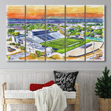 Johnson Hagood Stadium WaterColor 5 Panels B Mixed Canvas Prints, Extra Large, Charleston South Carolina Watercolor