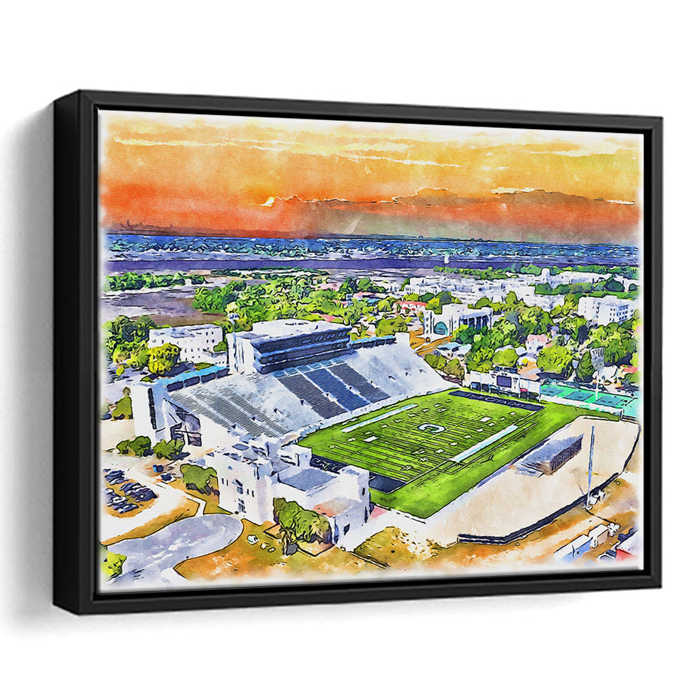 Johnson Hagood Stadium WaterColor Framed Canvas Prints, Charleston South Carolina Watercolor, Stadium Art Gifts