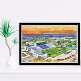 Johnson Hagood Stadium WaterColor Framed Art Prints, Charleston South Carolina Watercolor, Stadium Art Gifts