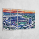 Kauffman Stadium WaterColor 5 Panels B Mixed Canvas Prints, Extra Large, Kansas City, Missouri Baseball Watercolor