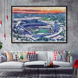 Kauffman Stadium WaterColor Framed Canvas Prints, Kansas City, Missouri Baseball Watercolor, Stadium Art Gifts, Floating Frame