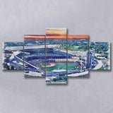 Kauffman Stadium WaterColor 5 Panels Mix Canvas Prints, Kansas City, Missouri Baseball Watercolor, Large Stadium Canvas