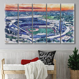 Kauffman Stadium WaterColor 5 Panels B Mixed Canvas Prints, Extra Large, Kansas City, Missouri Baseball Watercolor