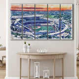 Kauffman Stadium WaterColor 5 Panels B Mixed Canvas Prints, Extra Large, Kansas City, Missouri Baseball Watercolor