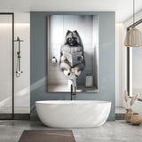 Keeshond Canvas Prints Wall Art, Funny Bathroom Decor, Keeshond in Toilet