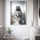 Keeshond Canvas Prints Wall Art, Funny Bathroom Decor, Keeshond in Toilet