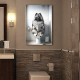 Keeshond Canvas Prints Wall Art, Funny Bathroom Decor, Keeshond in Toilet