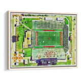 KellyShorts Stadium WaterColor Framed Canvas Prints, Mount Pleasant Michigan Watercolor, Stadium Art Gifts, Floating Frame