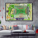 KellyShorts Stadium WaterColor Framed Canvas Prints, Mount Pleasant Michigan Watercolor, Stadium Art Gifts, Floating Frame