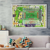 KellyShorts Stadium WaterColor Framed Canvas Prints, Mount Pleasant Michigan Watercolor, Stadium Art Gifts, Floating Frame