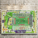 KellyShorts Stadium WaterColor Canvas Prints, Mount Pleasant Michigan Watercolor, Stadium Art Gifts
