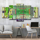 KellyShorts Stadium WaterColor 5 Panels Mix Canvas Prints, Mount Pleasant Michigan Watercolor, Large Stadium Canvas