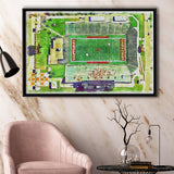 KellyShorts Stadium WaterColor Framed Canvas Prints, Mount Pleasant Michigan Watercolor, Stadium Art Gifts, Floating Frame