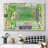 KellyShorts Stadium WaterColor Canvas Prints, Mount Pleasant Michigan Watercolor, Stadium Art Gifts