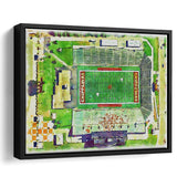 KellyShorts Stadium WaterColor Framed Canvas Prints, Mount Pleasant Michigan Watercolor, Stadium Art Gifts, Floating Frame