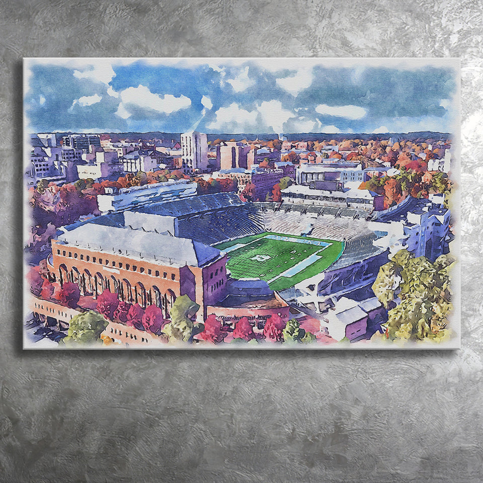 Kenan Memorial Stadium WaterColor Canvas Prints, Chapel Hill North Carolina Watercolor, Stadium Art Gifts