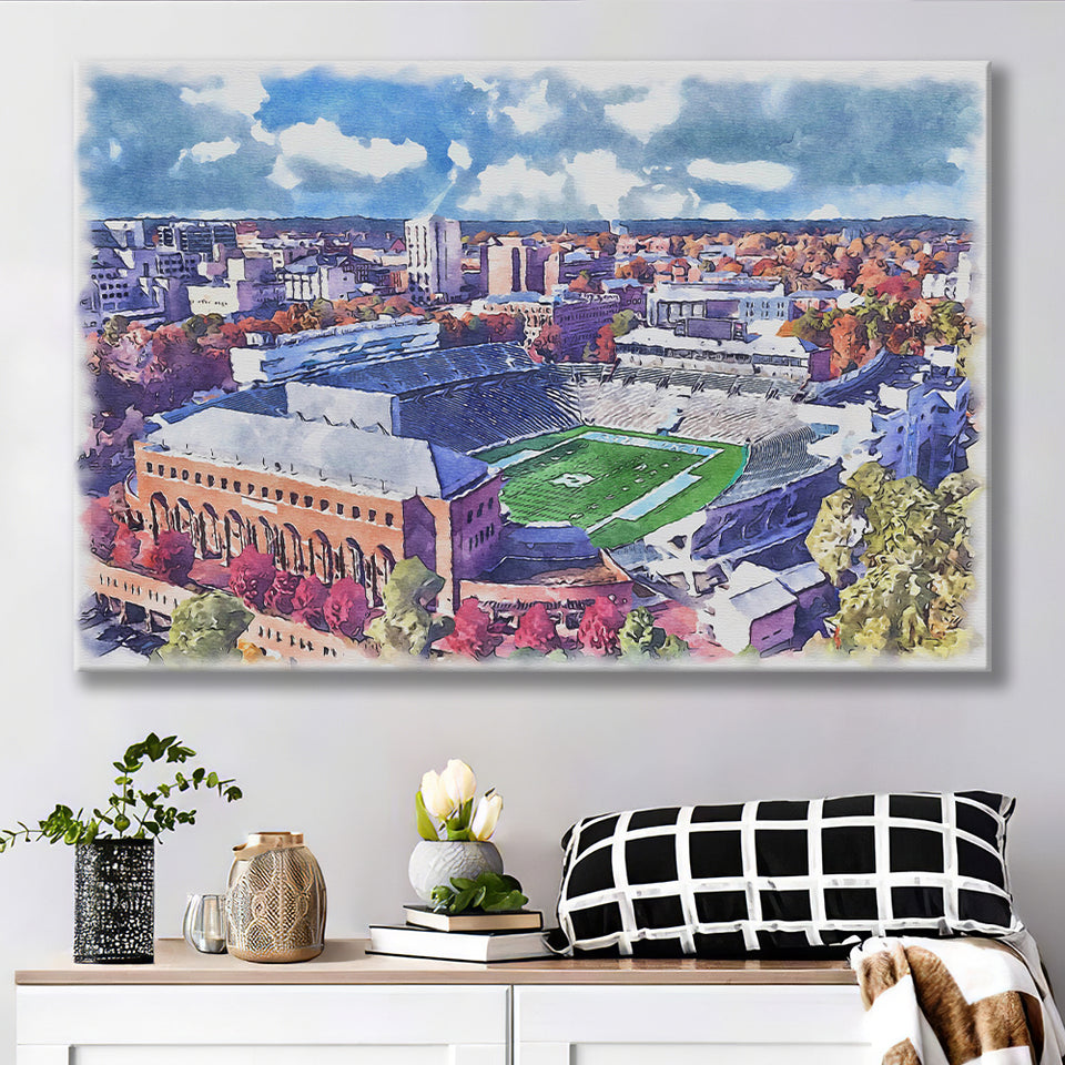 Kenan Memorial Stadium WaterColor Canvas Prints, Chapel Hill North Carolina Watercolor, Stadium Art Gifts