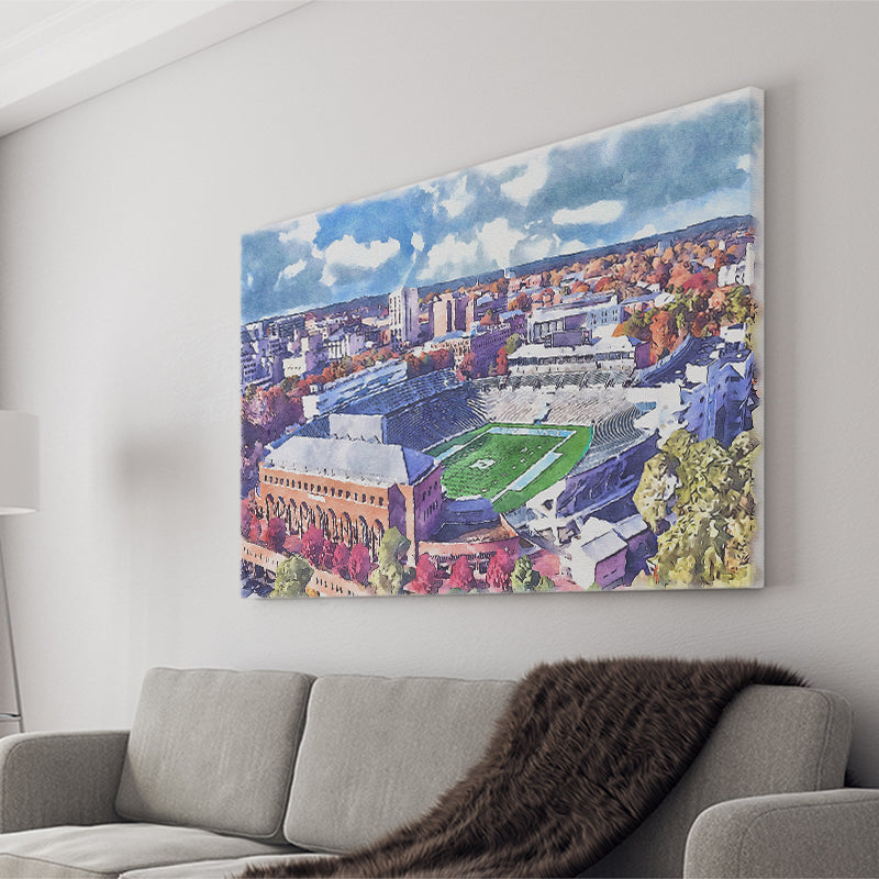 Kenan Memorial Stadium WaterColor Canvas Prints, Chapel Hill North Carolina Watercolor, Stadium Art Gifts