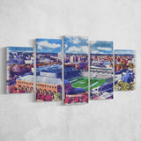 Kenan Memorial Stadium WaterColor 5 Panels Mix Canvas Prints, Chapel Hill North Carolina Watercolor, Large Stadium Canvas
