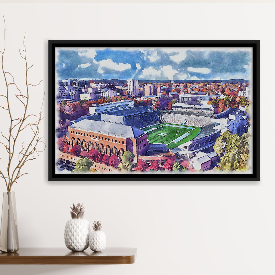 Kenan Memorial Stadium WaterColor Framed Canvas Prints, Chapel Hill North Carolina Watercolor, Stadium Art Gifts