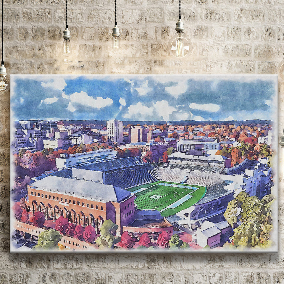 Kenan Memorial Stadium WaterColor Canvas Prints, Chapel Hill North Carolina Watercolor, Stadium Art Gifts
