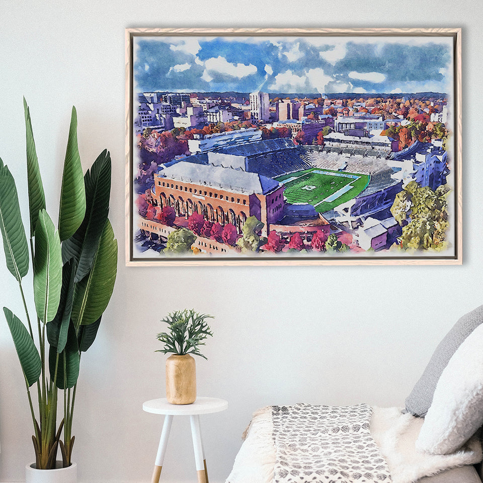 Kenan Memorial Stadium WaterColor Framed Canvas Prints, Chapel Hill North Carolina Watercolor, Stadium Art Gifts