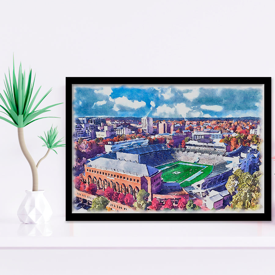 Kenan Memorial Stadium WaterColor Framed Art Prints, Chapel Hill North Carolina Watercolor, Stadium Art Gifts