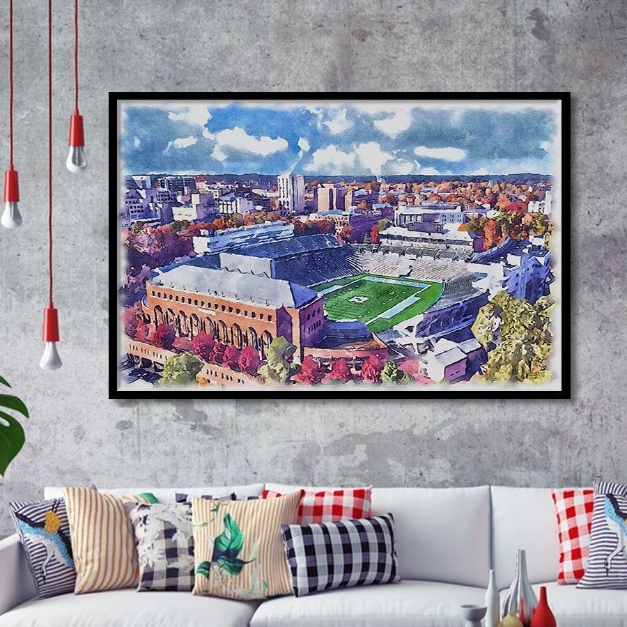 Kenan Memorial Stadium WaterColor Framed Art Prints, Chapel Hill North Carolina Watercolor, Stadium Art Gifts