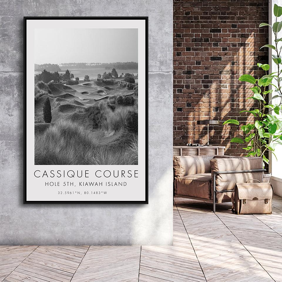 Kiawah Island Cassique Course, Hole 5, South Carolina, Golf Art Print, Floating Frame, Framed Canvas Print Wall Art