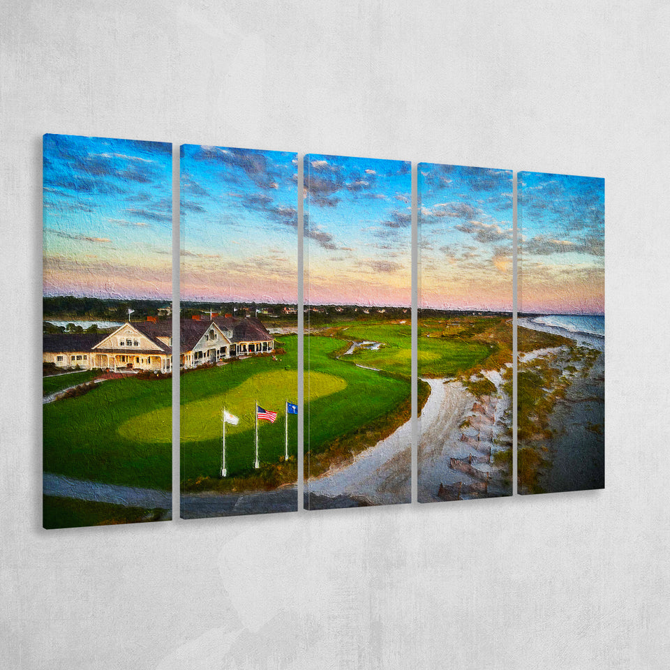 Kiawah Island Golf Ocean Course, Golf Painting, Golf Art Print, Extra Large 5 Panel, Canvas Prints Wall Art