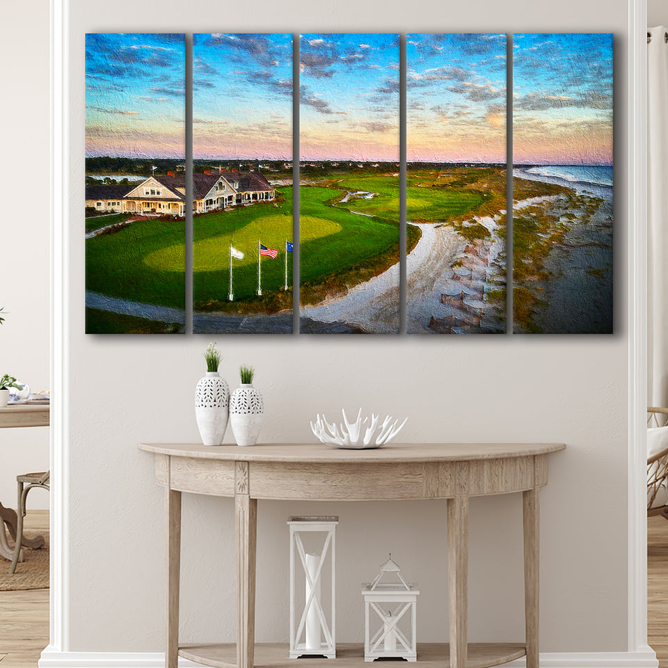 Kiawah Island Golf Ocean Course, Golf Painting, Golf Art Print, Extra Large 5 Panel, Canvas Prints Wall Art
