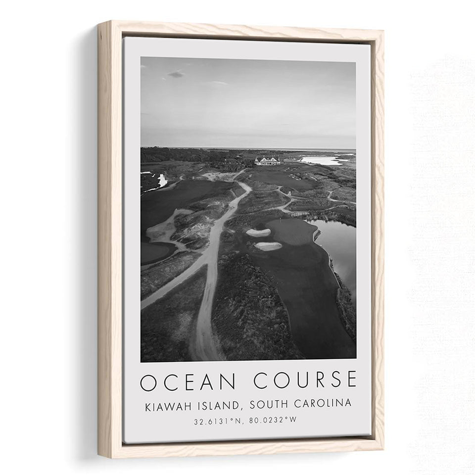 Kiawah Island Golf Resort Ocean Course,South Carolina, Golf Art Print, Floating Frame, Framed Canvas Print Wall Art
